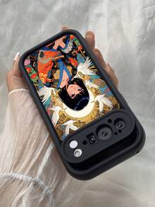 NR12 鶴を持ったアニメ少女,対応するPixel 10 9 8 Pro 9A 8A ケース、対応するiPhone17 16 15 14 13 12 11 Pro Max 7 8 16 15 14 Plus 16e 17e 17 Air ケース、フルカメラ保護ソフト TPU ケース、キャンディカラーエンジェルアイラダーマットシリコン肌に優しいタッチフォンケースカバー（女性＆女の子向け） - ブラック - チェックする 3