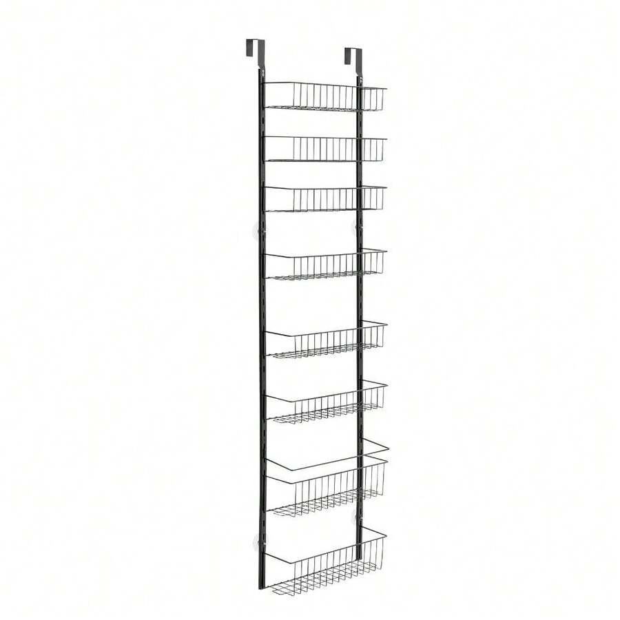 Over The Door Pantry Organizer 9-Tier Heavy-Duty Steel Hanging Spice Rack Adjustable Wall Seasoning Shelves For Kitchen Laundry Room Bathroom Black - 9 - View 1