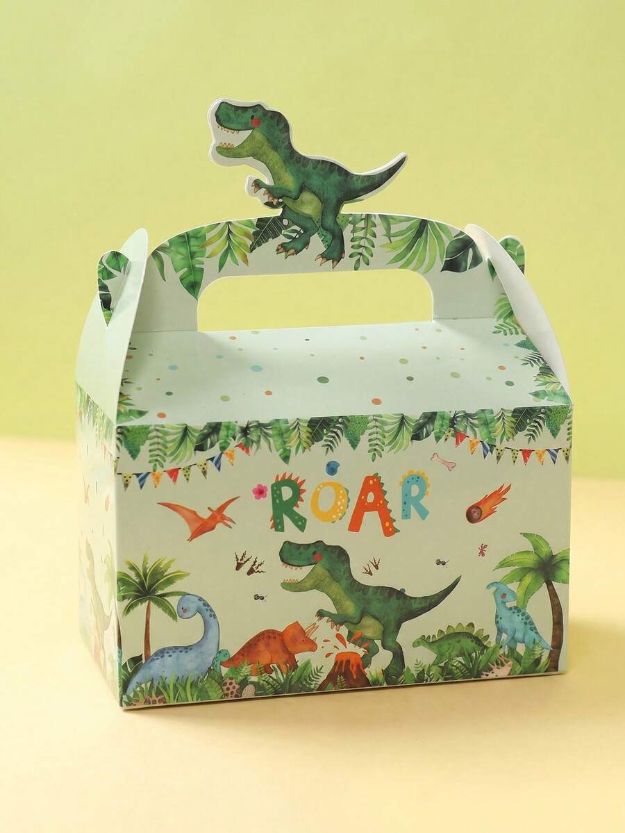 Cute Dinosaur Gift Box Set, Sturdy Dinosaur Theme Birthday Gift Packaging Box, Suitable For Boys And Girls, Fun Dinosaur Pattern Gift Box, Suitable For Party Favors, Bachelor Party, Graduation Gift, Birthday Party Supplies, Gift Box Packaging Supplies - Multicolor - View 1