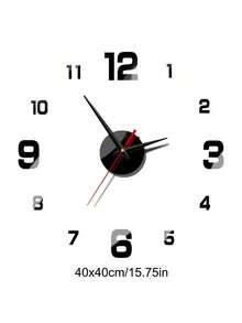 Creative Digital Display Clock - European Style DIY Silent Wall Clock, 3D Acrylic Textured Home Decor For Living Room Or Study, Suitable For Christmas, Thanksgiving, New Year, Valentine's Day Without Drilling - Black - View 6