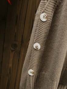 Plus Size Women Sleeveless Knit Vest, Side Button Loose Mid-Length Layering Tank Top Spring - Camel - View 7