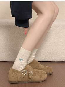 Giày Brogue da kiểu Anh dành cho nữ, mũi tròn, kiểu dáng cổ điển, hàng mới về năm 2026, phù hợp cho mọi mùa. - Màu Khaki - Xem 5