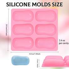 1 khuôn silicon 6 ngăn làm xà phòng, khuôn silicon tự làm bom tắm, dụng cụ làm xà phòng thủ công, dụng cụ dễ dàng lấy xà phòng ra khỏi khuôn. - hồng - Xem 6