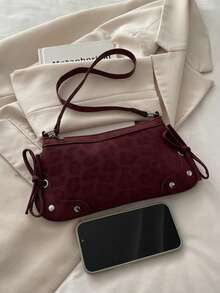 Hevel, nuevo bolso de mano/bolso de hombro plegable con diseño de estampado de leopardo y color contrastante. Adecuado para salidas, compras, trabajo, fiestas, viajes cortos. Color: Rojo vino. Bolsos para mujer - Rojo - Ver 10