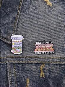 1/2 pièces Ensemble d'épingles émail "Happy Pills", organiseur de pilules hebdomadaire style chien de bande dessinée et broche bouteille de pilules ours, épingles de revers en alliage de zinc style dopamine, accessoires vestimentaires mignons et colorés pour toutes les saisons, cadeau esthétique amusant pour les femmes - Multicolore - Voir 1
