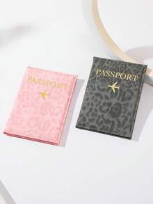 2件套豹纹多功能旅行护照夹，护照套，信用卡钱包，身份证件收纳包 - 彩色 - 查看 3