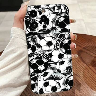 1pc New Football Pattern Angel Eye Soft TPU Shockproof Phone Case Compatible With IPhone 17/11, 16 Pro Max, 16 Pro, 16, 15 Pro Max, 14 Pro Max / Galaxy S25 Series, A16 / Honor X6A, X7B, X8B / 13C, Note 13