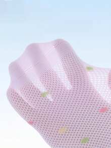 4 Pairs Spring/Summer Thin Kids Socks, 2-16 Years Old, Cute Colorful Polka Dot Cartoon Animal Baby Mid-Calf Socks, Breathable Girls Socks - Multicolor - View 4