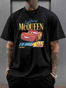 Disney A Men'S T-Shirt From The Cars Theme Series, Featuring A Casual Short-Sleeve Design With A Round Neck. It'S Comfortable, Breathable, And Lightweight - 黑色 - 查看 2