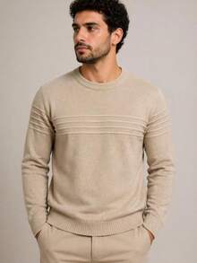 Men's Long Sleeve Sweater, Basic Winter, Round Neck, Old Money Style 2026 - View 1