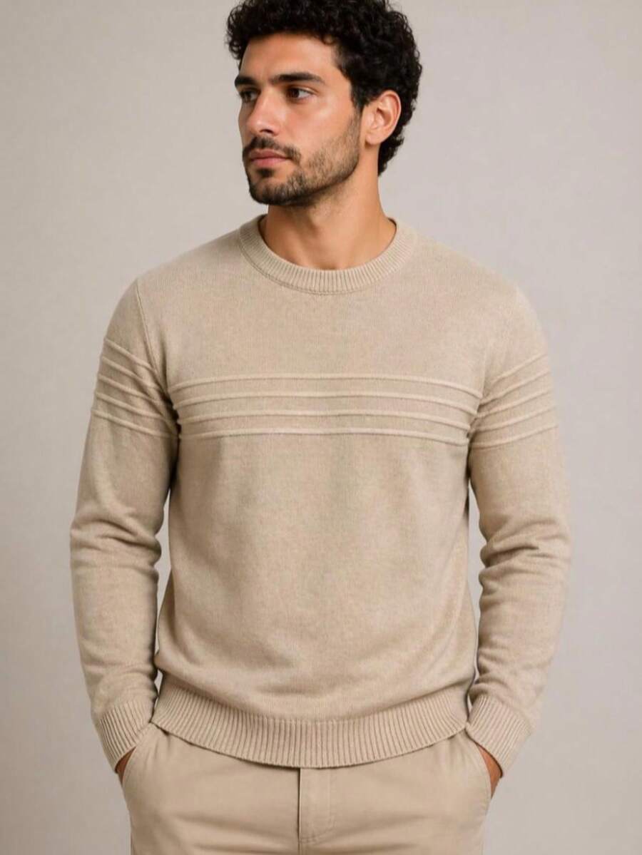 Men's Long Sleeve Sweater, Basic Winter, Round Neck, Old Money Style 2026 - 查看 1