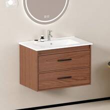 75cm Bathroom Cabinet In Reddish-Brown. Ample Storage Space: 2 Drawers. - Brown - View 12