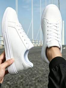 Men's White Everyday Street Shoes, Versatile Low-Profile Silhouette, Soft EVA Foam Footbed For All-Day Wear - Trắng 1 - Xem 2
