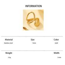 1pc Stainless Steel Gold-Tone Open Ring, Suitable For Women's Daily Decoration Or Gift - Yellow Gold - View 6
