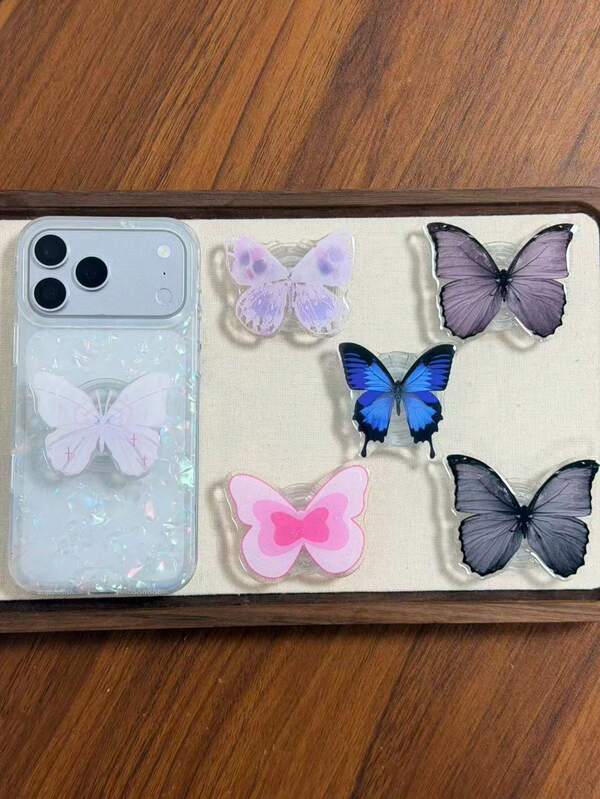 INS Luxury Butterfly Phone Grip Stand, Retractable Phone Holder, Desk Mount Phone Stand, Compatible With All Phones