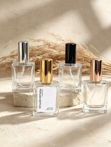 15ml/0.5oz Luxury Thick Transparent Square Glass Refillable Perfume Spray Bottle, Fine Mist Atomization Non-Clogging Leak-Proof Seal Travel Cosmetic Container, Portable Mini Handbag Perfume Decanting, Suitable For Air Travel & Cruise, 4 Metal Cap Colors (Rose Gold/Gold/Silver/Black) And Free 3-In-1 Filling Tool (Funnel+Dropper+Straw), Ideal Vanity Decor Gift For Men & Women Fragrance Lovers - Multicolor - View 3