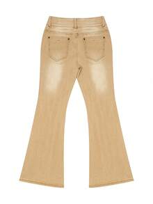 NVFelix 2026 New Sexy Low-Waist Fitted Flare Jeans For Women, Stretchy Fabric, Distressed Wash, Elegant & Fashionable, Comfortable For Casual & Street Wear, Suitable For Spring & Summer - Vàng nhạt - Xem 6