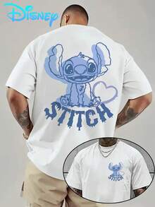 Disney Stitch Cartoon Men'S T-Shirt - Stylish And Fun Design For Men, Breathable And Lightweight, White Casual Short-Sleeve T-Shirt, Perfect For Sports, Travel, And Parties - An Ideal Gift For Disney Fans, For Disney T-Shirt, Party Attire - trắng - Xem 1