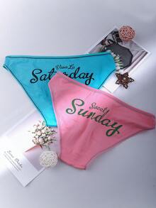 7-Pack Weekly Panties For Women, No Repeat For 7 Days, I Love Sundays, Summer Women Panties,Cotton Underwear Women - 多色1 - 查看 4