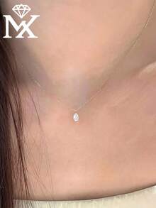 SYMFNY 1 chiếc dây chuyền mặt dây hình giọt nước bằng bạc Sterling S925 đính đá Cubic Zirconia thanh lịch, thích hợp để đeo hàng ngày và làm quà tặng. - Vàng - Xem 4