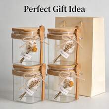 4-Pack Glass Canisters With Bamboo Lids, 800ml/1L Airtight Square Jars With Spoons, Stackable Clear Kitchen Containers For Coffee, Sugar, Tea, Spices, Dry Goods, Minimalist Pantry Countertop Organizer - View 10