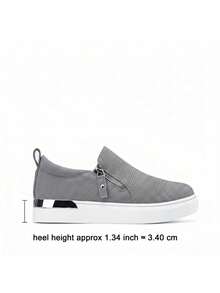 Women's Slip On Loafers With Arch Support & Side Zipper – Casual Fashion Sneakers 8010 - Xám - Xem 5