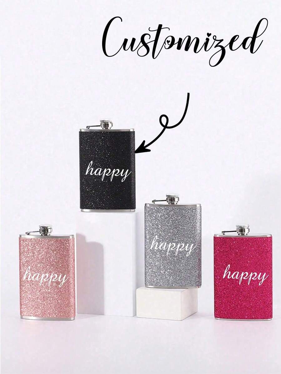 8oz (240ml) Stainless Steel Leak-Proof Personalized Sparkling Wine/Vodka Water Bottle, Suitable For Outdoor, Camping, Travel, Dining, Valentine's Day, Christmas, Party, Holiday, Wedding Souvenir, Gift For Girlfriend Or Best Friend Or Meeting Gift, Father's Day Gift - Multicolor - View 1