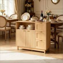 Living Room Furniture, Spacious Kitchen Furniture, Sideboard With Versatile Storage Space, Kitchen Cabinet - Natural Color - View 8