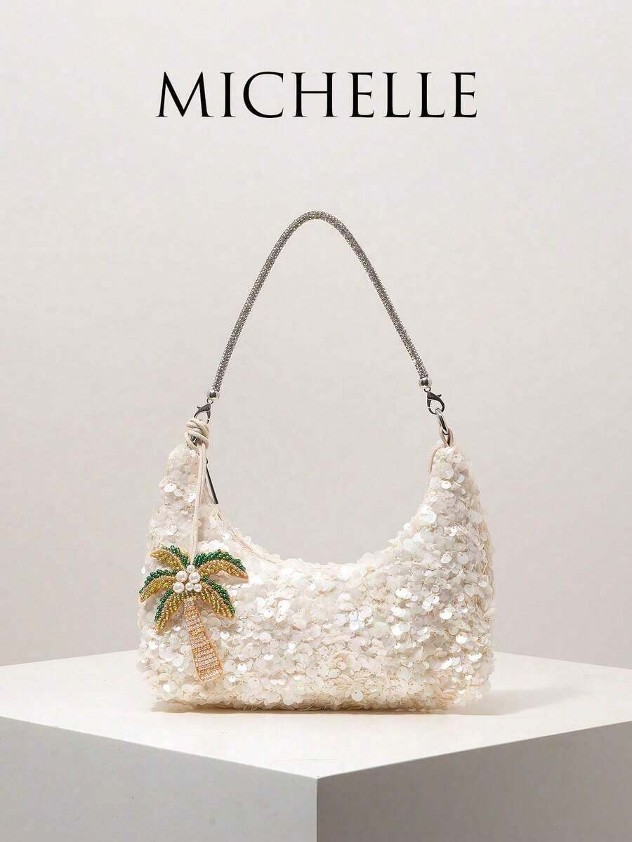 Sequin Shoulder Bag, Bag Accessories, Women's Handbag, Sequin Bag, Evening Dress, Dance Party Bag And Accessories, Wedding Supplies, Elegant Women's Wallet, Women's, Valentine's Day (Random Pattern) - 粉紅色 4 - 查看 1