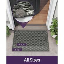Front Door Mat Outside Entrance Rubber Welcome Floor Mats, Doormat Heavy Duty Non Slip, Dirt Trapper Waterproof Exterior Entry Mats For Patio Entryway Drainage,Home Decor - 灰色 - 查看 2