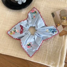 女款可愛刺繡新款髮圈髮圈，適合日常使用、居家、學校、海灘、工作、派對、假期、生日、開學、新年、情人節、母親節、聖誕節、婚禮、音樂節、畢業典禮，春夏馬尾髮帶彈力橡皮筋 - 彩色 - 查看 5