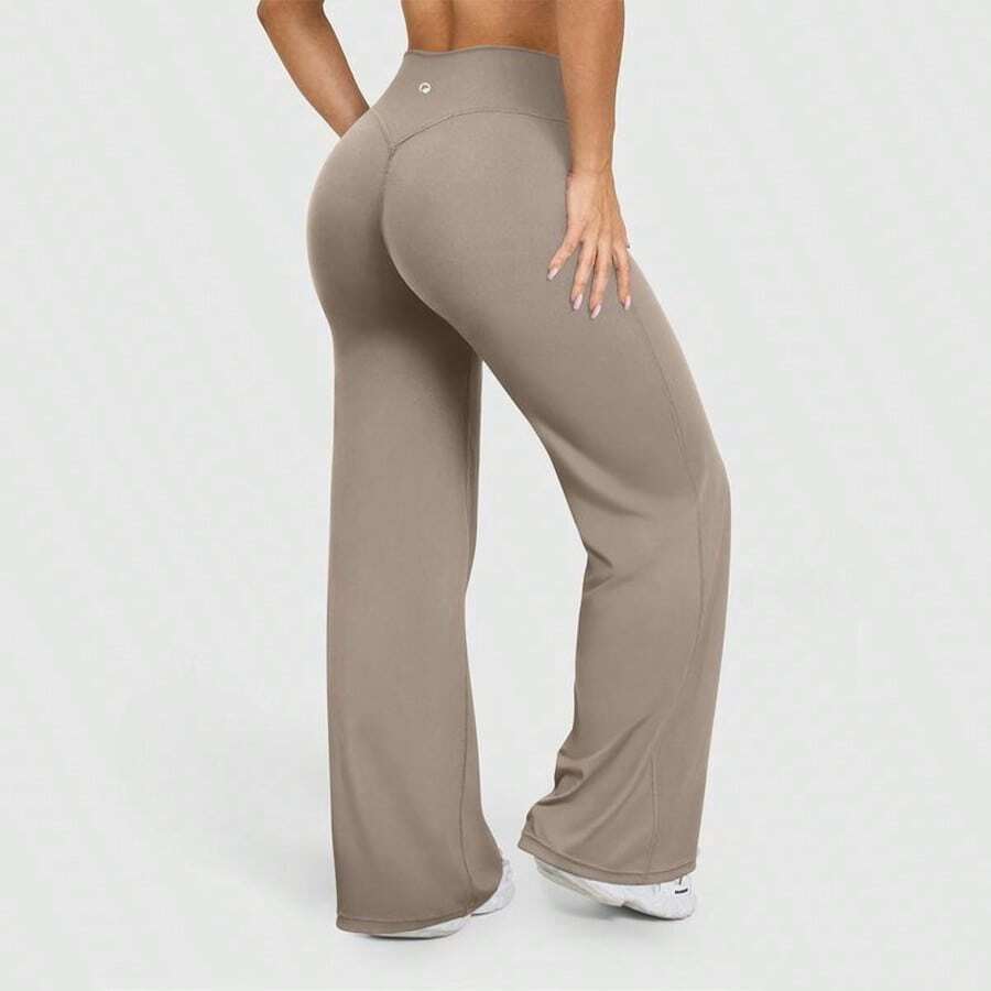 Perfect Girl 30'' Inseam Loose Casual Straight Leg Leggings for Women, [Fit for Height 5'25''-5'45'']; Workout Leggings Womens No Front Seam Straight Leggings High Waist Buttery Gym Yoga Pants, Yoga Pants Women High Waist Stretch Casual Soft Straight Leg Bottoms - Granate - Ver 1