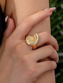 1 pièce Bague coquillage minimaliste à la mode, convient pour le port quotidien, les vacances et les soirées pour femmes - anneau de conque - Voir 6