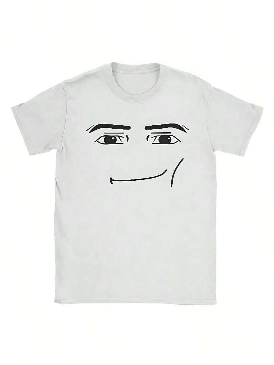 Graphic Cotton-Shirt Comfortable Summer 2026 Anime Robot Robloxs Face-Shirts Fun Tees Crew Neck Short Sleeve Men Shirts Clothing Harajuku Shirts Y2K,Oversize Plus Size Men's S To 5XL,Summer Tee - trắng - Xem 1