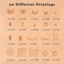 KLONKEE 20件/21件套DIY皮革工艺工具套装，皮革压花工具，含珠宝橡胶锤、珠宝打孔器、皮革雕刻压花打孔工具 - 皮革鋼印 - 查看 3