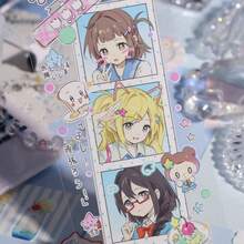 1pc 6*100CM Anime Cute Cartoon Japanese Style Stickers For Girl High School Diary, One High-Quality Shiny Sticker Tape, Waterproof And Easy To Use, Perfectly Displaying The Design Of Energetic Girl, Suitable For Collection, Decorative Stickers For Scrapbook, Loose-Leaf Notebook, Desk, Phone, Water Bottle And Other Accessories - Multicolor - View 6