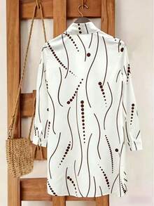 Vestido camisa elegante para mujer, adecuado para ocasiones de oficina a fiesta, para usar en todas las estaciones - Café - Ver 5