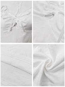 Áo hai dây ren trắng kiểu Coquette - Áo tank top ôm sát, khoét lỗ, thắt nơ, thích hợp cho mùa hè. - trắng - Xem 8