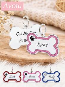 Ayotu Personalized Pet Dog ID Tag, Custom Engraved Pet Cat Name Tag, Alloy Pendant Shiny Dog Collar, Pet Cat Collar, QR Code Dog Tag - Multicolor - View 3