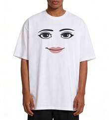 High Quality Novelty  Woman Face Game Meme Graphic T Shirts,180g,Loose,Men Women Fashion Short Sleeve T-Shirts Unisex Tops,Women Clothing - White 2 - View 2
