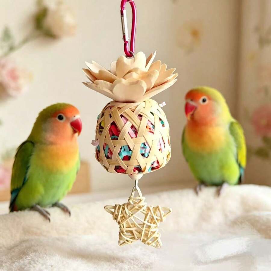 1 Stück Kleintierbedarf, Finken, Elster, Krähen Spielzeug, Bambus Kau-Spielzeug, Käfig, Holzspäne, Blumenpapier, Metalldraht, zerstörerisch, Hängedekoration, Finken, Elster Spielzeug, Kau-Spielzeug, Stressabbau Spielzeug, Neues Finken, Elster Vogel Spielzeug, Bambus Kau-Käfig, Holzspäne - 1 Trainingskreis - Übersicht 1