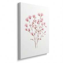 1/3 Framed/Unframed Boho Style Floral Canvas Poster, Pink Flower Wall Art Print, Minimalist Style, Suitable For Girls Room Decor, Also Applicable For Apartment, Living Room, Bedroom And Other Modern Home Decor - Multicolor - View 2