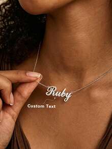 Personalized Fashionable Versatile Elegant Letter Customized Necklace, Gift For Friends, Lovers, Family, Birthday, Daily Wear, Anniversary, Party, Holiday - Silver Frosted - View 3