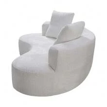 LUCKHAO 79.5"  3 Seater Couch For Living Room, Boneless Couch With 2 Pillows,Upholstered Floor Sofa - Cream White + Foam+Spring + 3 Seat - View 8