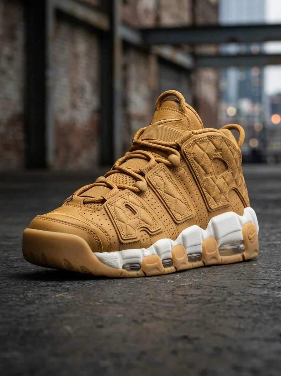 Nike, W, Air More Uptempo, DX3375-700, (WHEAT/WHEAT-ORANGE QUARTZ-ELEMENTAL GOLD) 5 - Wheat/Wheat Orange Quartz Element Gold - View 1