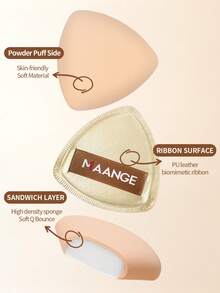 MAANGE 4pcs Reusable Ultra-Soft Powder Puff Kit Dry And Wet Dual-Use Makeup Sponge For Women And Girls For Daily Use Cosmetic Applicator For Powder,Liquid,Facial Makeup Tools - Gold - View 8