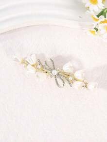 1pc Floral Crystal Hair Clip, Vintage French Crystal Hair Barrette, Elegant Pearl Hair Accessory, Flower Hair Clips, Hairpin, Summer Accessories - Nhiều màu - Xem 4