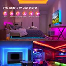 100FT RGB LED Strip Lights For Bedroom Home Decor, TV Backlight LED Lights With 44 Key Remote Control And APP Control, Timing, Music Sync Color Changing Strip Lights For Room, Living Room, Holiday Decor, Kitchen Decor - Nhiều màu - Xem 10