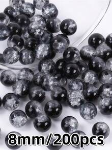 50pcs 8mm Burgundy Snowflake Crackle Glass Beads - Ideal For DIY Jewelry Making, Bracelets And Necklaces - Burgundy Snowflake Cracked Glass Beads - View 14