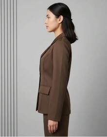 Women's Tailored Blazer With One Button - Rostad brun - Visa 4